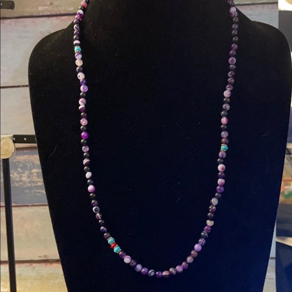 Genuine Amethyst Beaded Long necklace. No clasp.6